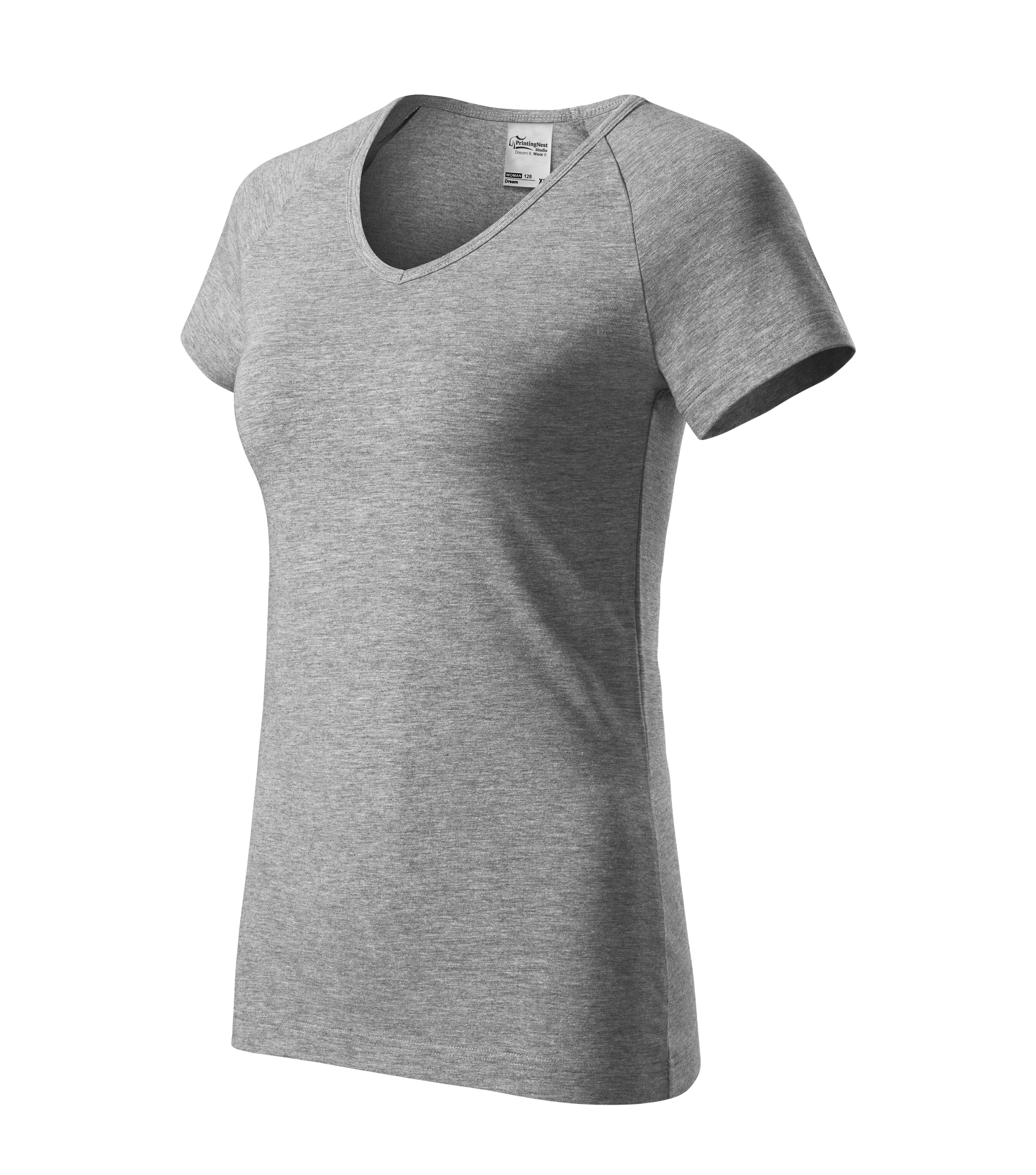 Solar Bloom - T-shirt women‘s 95% katoen 5% elastaan - 128, donker Grijs gemêleerd, maat XS
