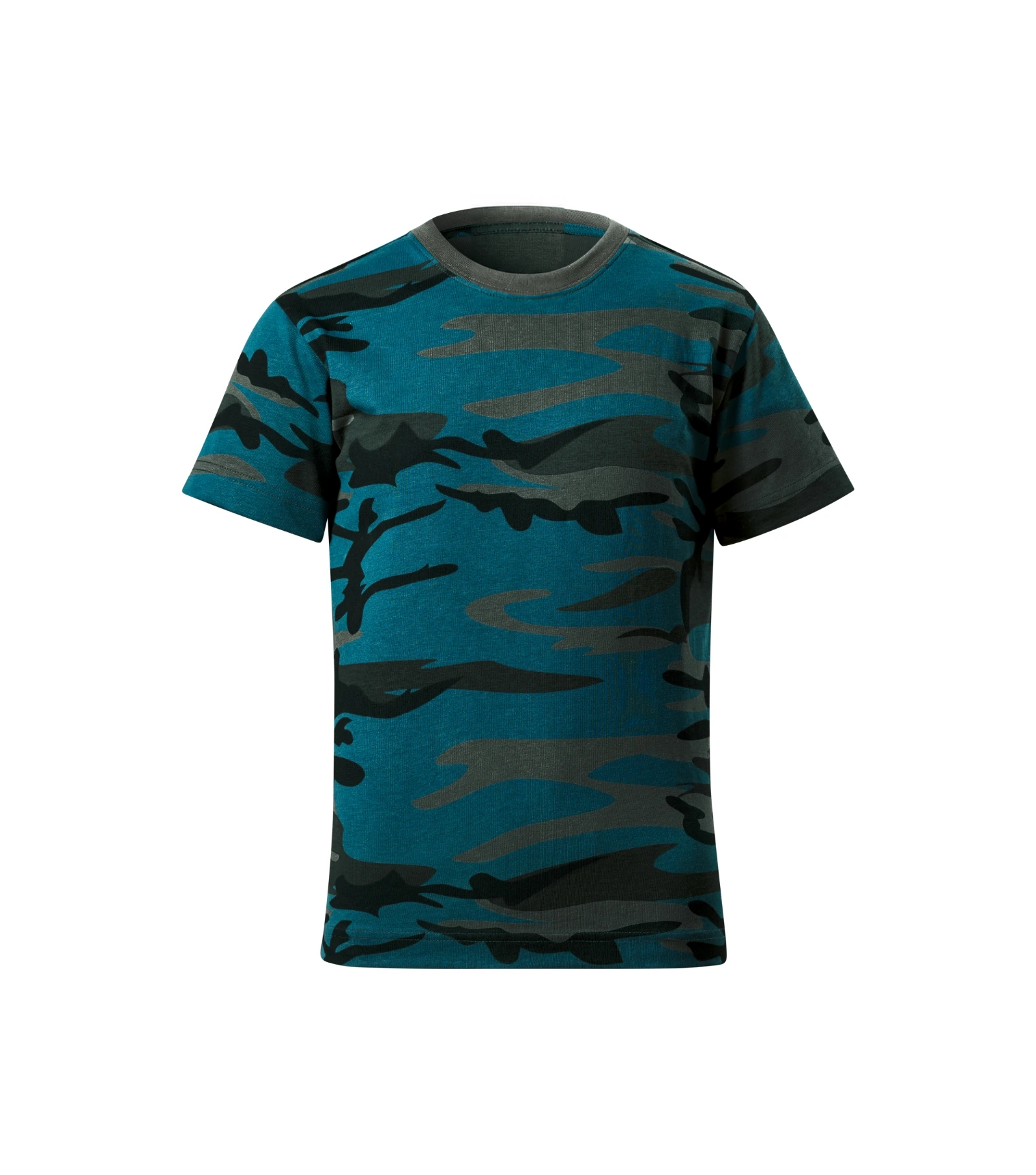 Alder Path - T-shirt kinderen 100% katoen - 149, camouflage petrol, maat 158 cm/12 years