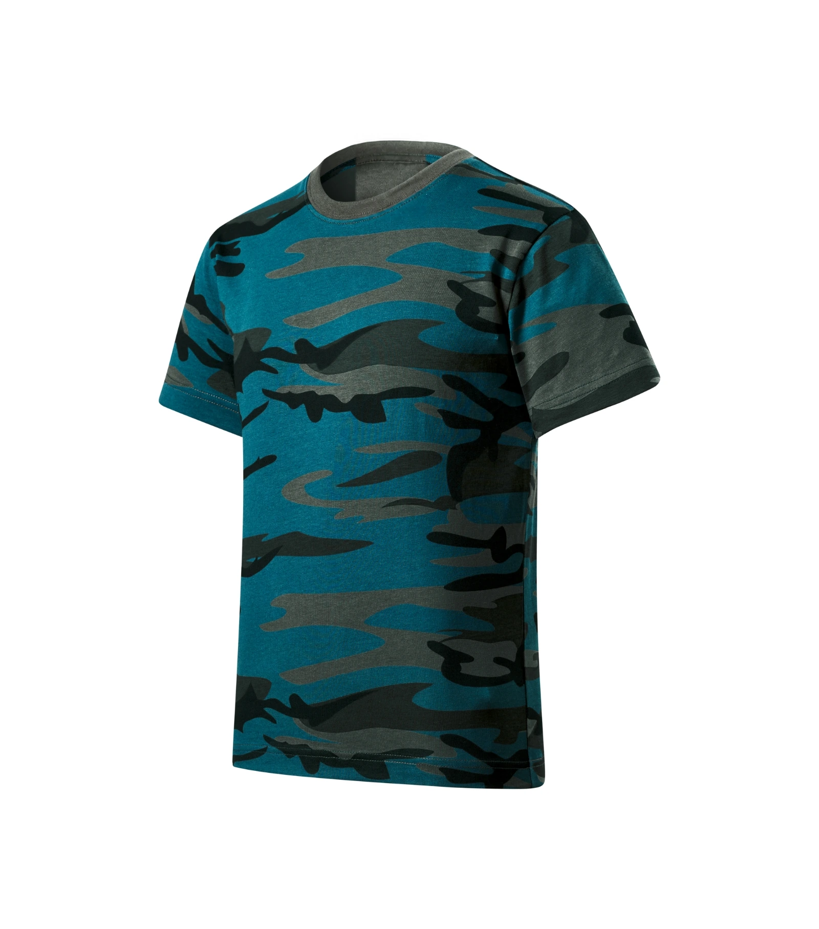 Alder Path - T-shirt kinderen 100% katoen - 149, camouflage petrol, maat 158 cm/12 years