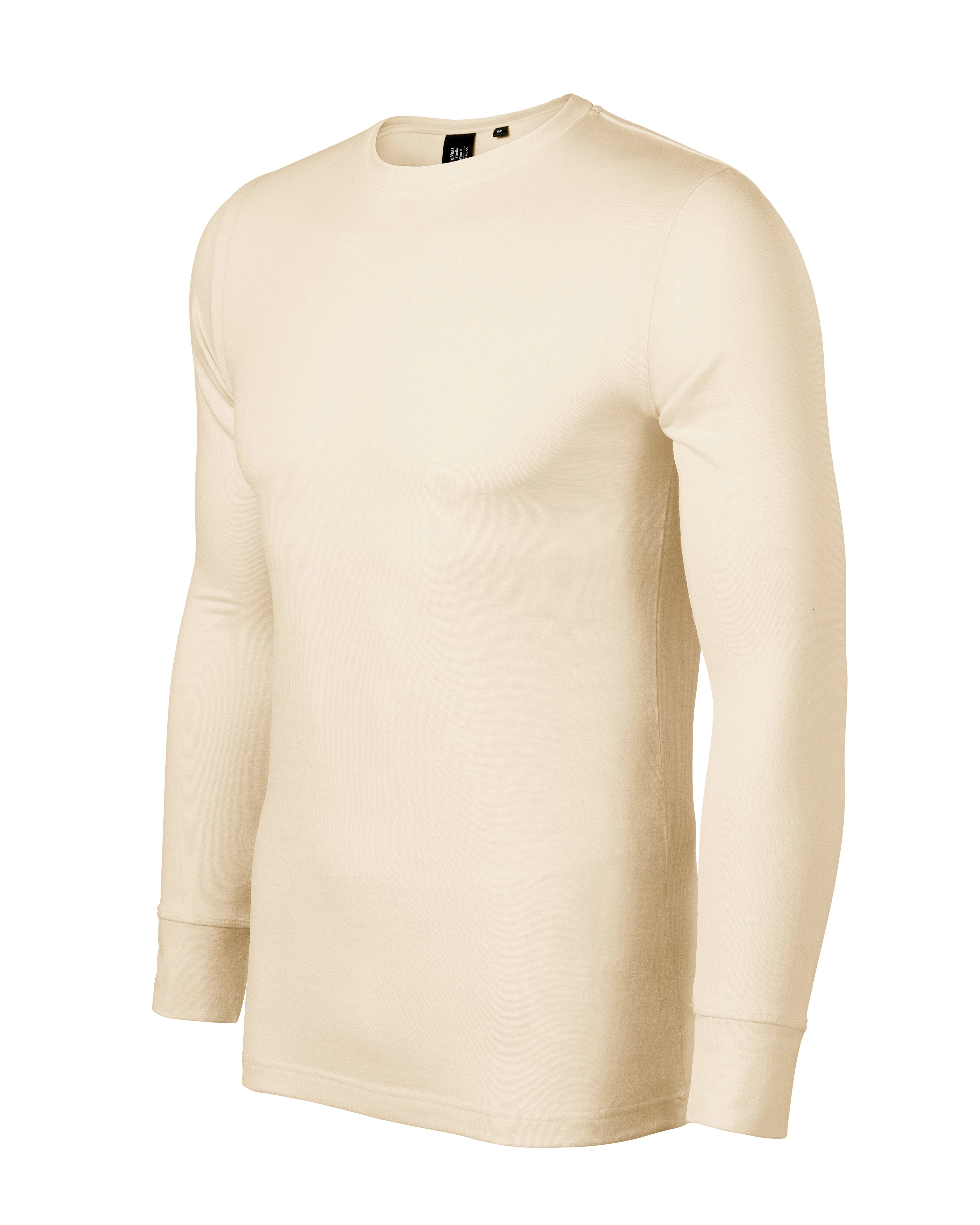 Steel Haven - T-shirt heren 100% merinowol (long sleeve) - 159, amandel, maat S