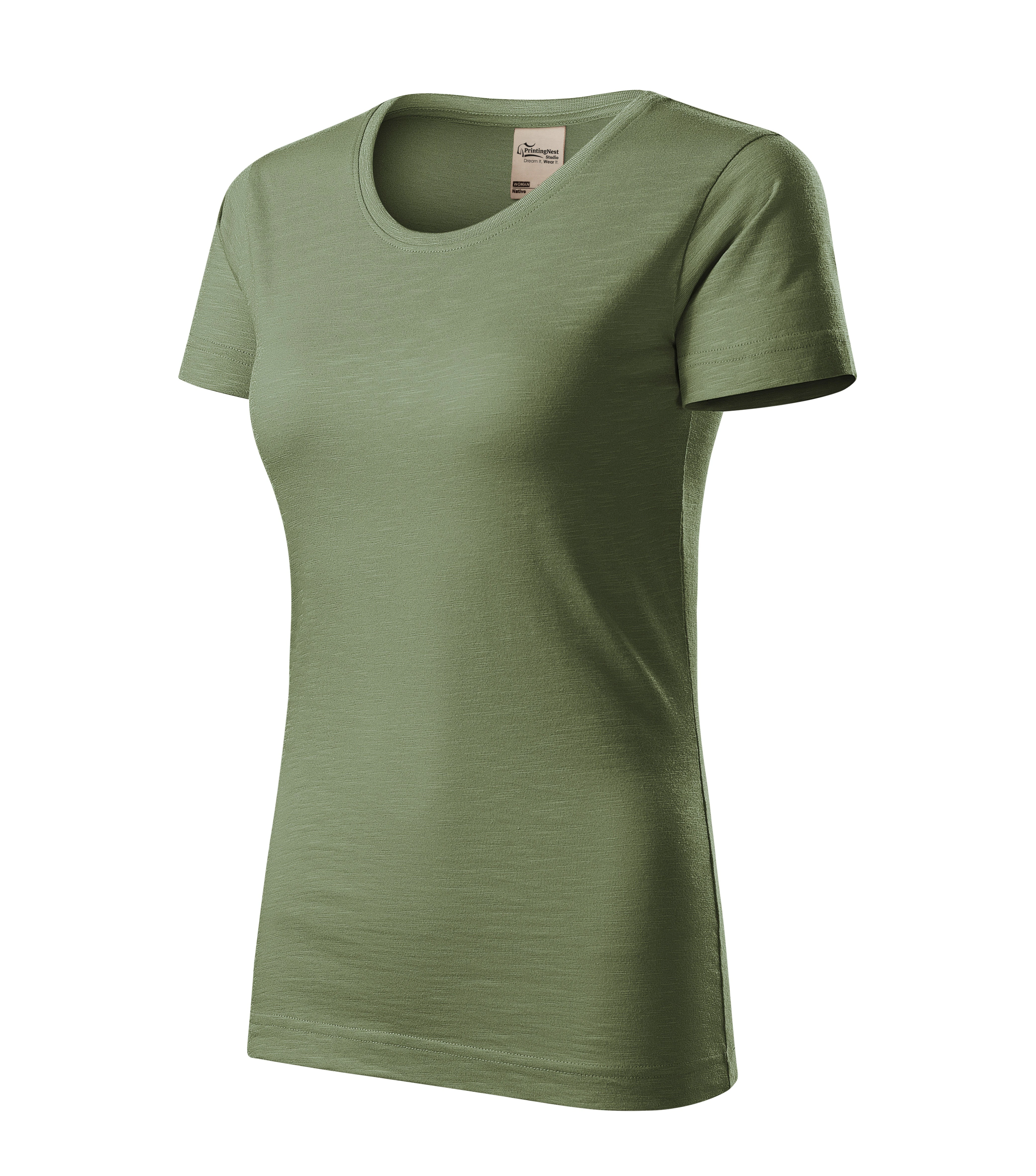 Breezeform - T-shirt dames 100% biologisch katoen GOTS - 174, khaki, maat XS