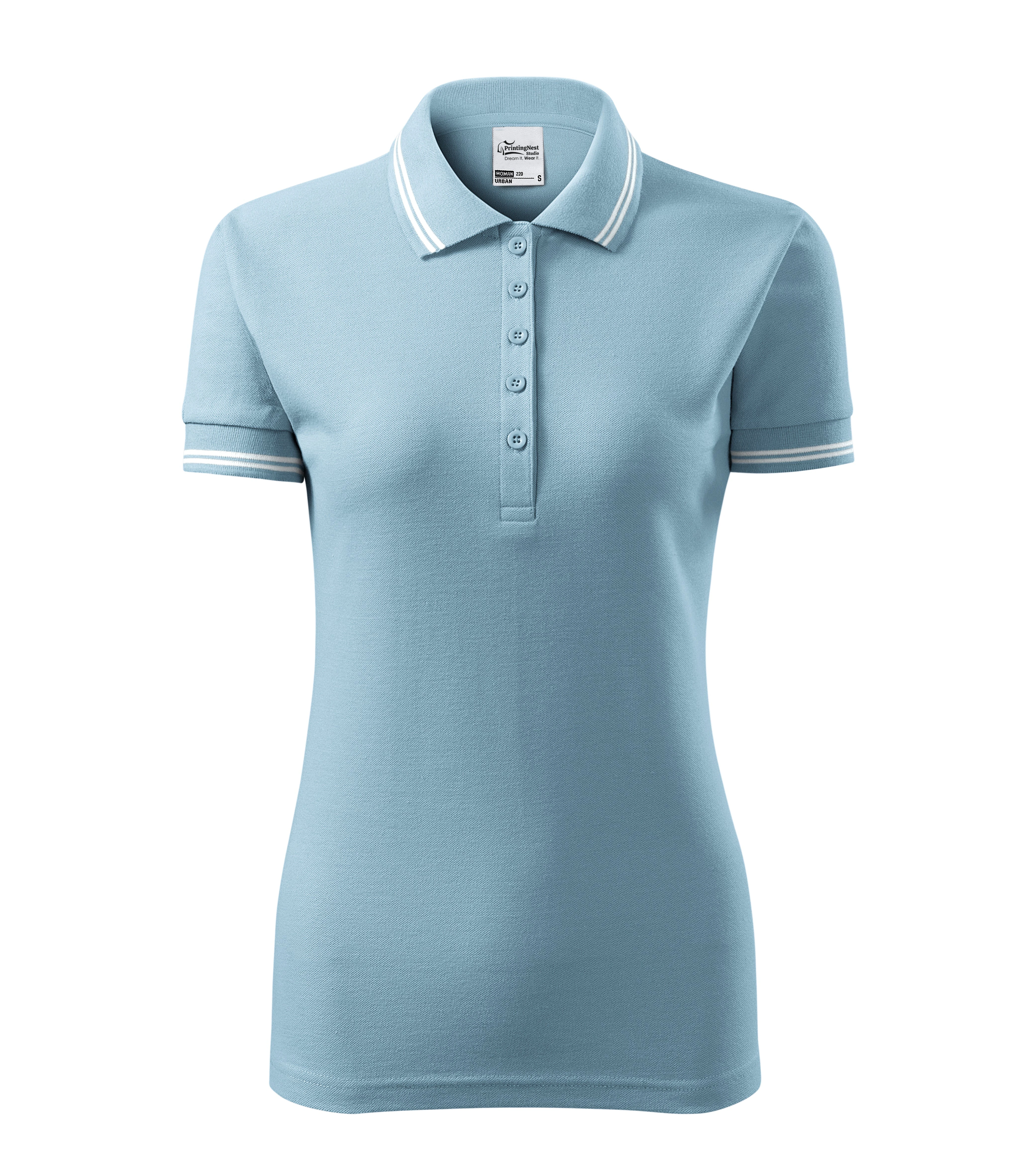 Rose Quartz -Poloshirt dames 65% katoen 35% polyester - 220, hemelsblauw, maat XS