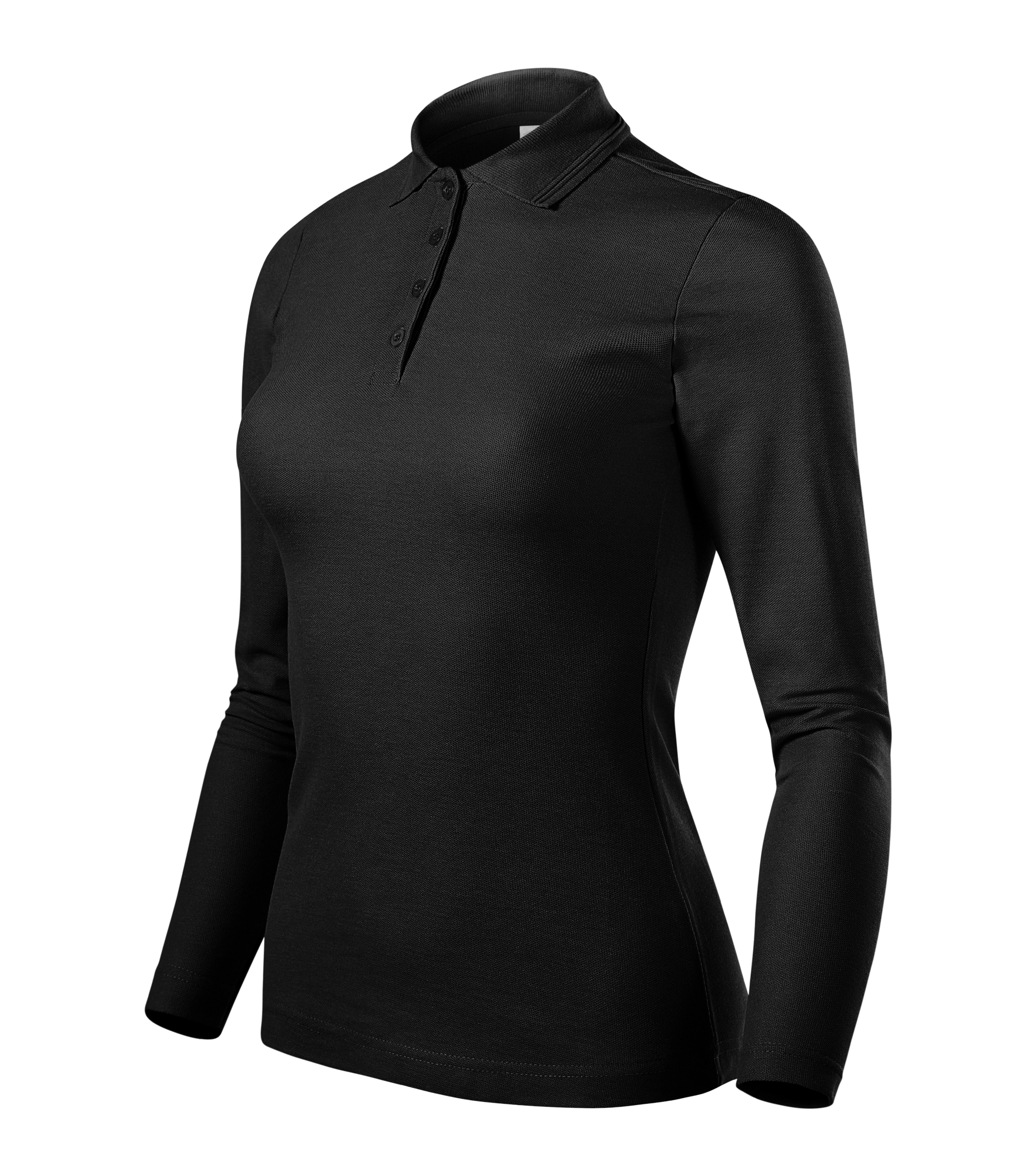 Coralia - Poloshirt dames 65% katoen 35% polyester (long sleeve) - 231, Zwart, maat XS