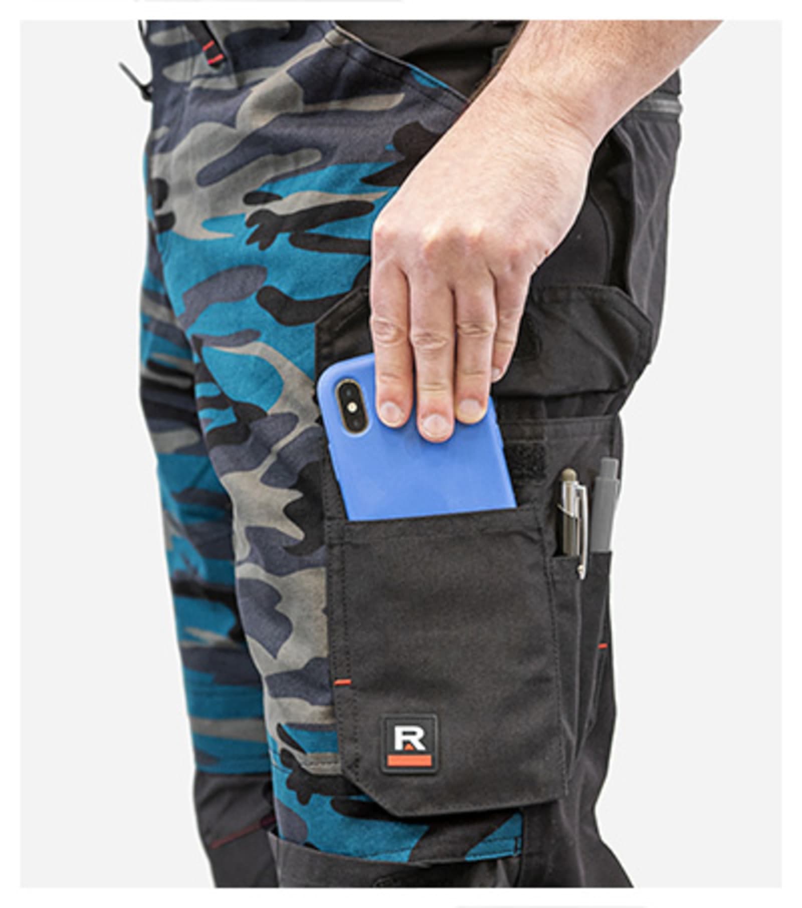 Amber Peak - Werkbroek heren 65% polyester, 35% katoen - W09 in camouflage petrol