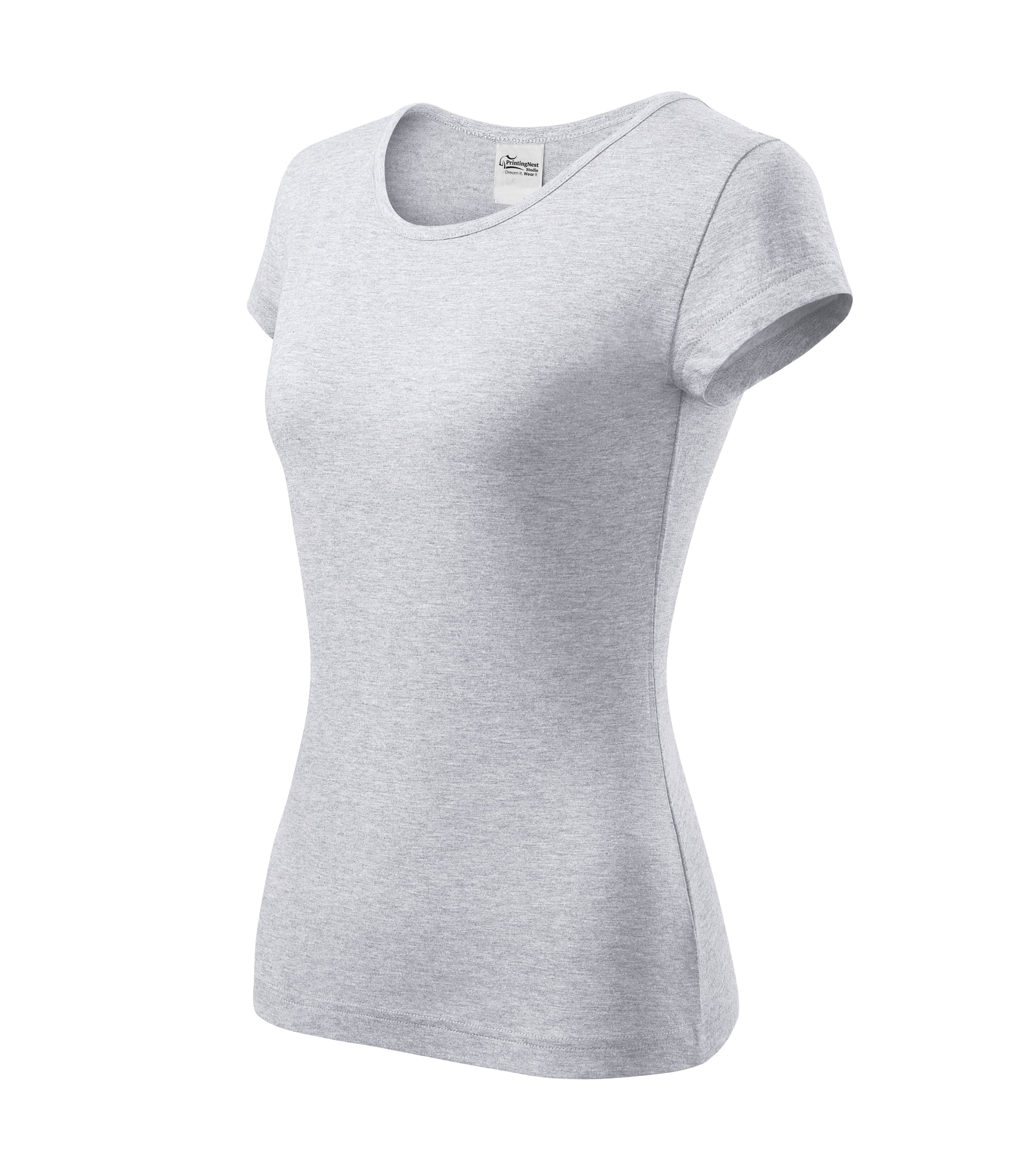 Pure Haven - T-shirt dames 100% katoen - 122 in asgrijs gemêleerd