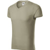 Slim FIT V-hals T-shirt heren 100% katoen - 146 - light khaki