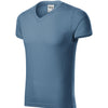 Slim FIT V-hals T-shirt heren 100% katoen - 146 - denim